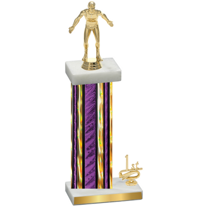 Accented Single Purple Glacier First Place Wrestling Trophy