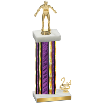 Accented Single Purple Glacier Second Place Wrestling Trophy