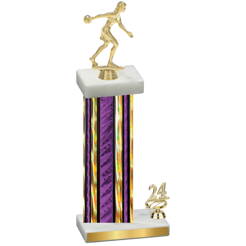 Accented Single Purple Glacier Year Bowling Trophy