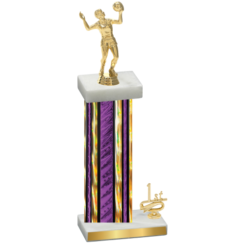 Accented Single Purple Glacier First Place Volleyball Trophy