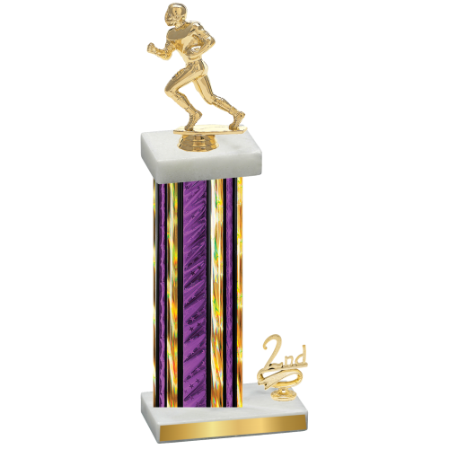 Accented Single Purple Glacier Second Place Football Trophy