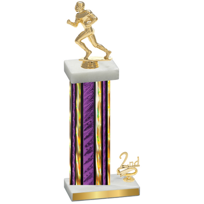 Accented Single Purple Glacier Second Place Football Trophy