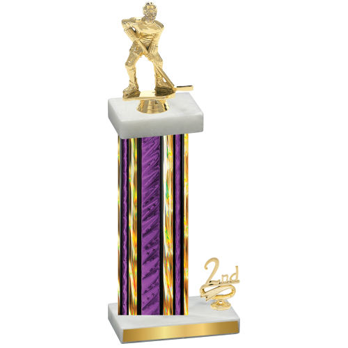 Accented Single Purple Glacier Second Place Hockey Trophy