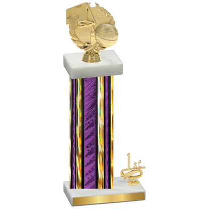 Accented Single Purple Glacier First Place Basketball Trophy