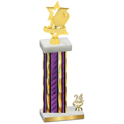 Accented Single Purple Glacier Year Pickleball Trophy