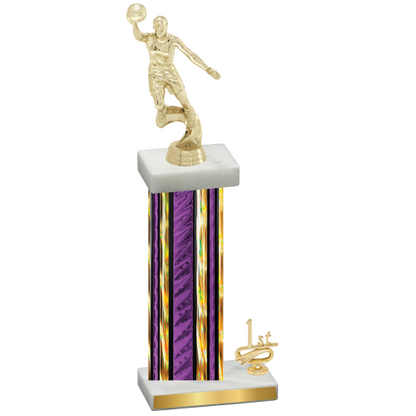 Accented Single Purple Glacier First Place Basketball Trophy