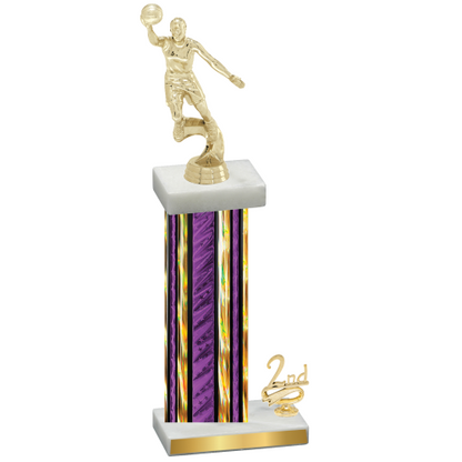 Accented Single Purple Glacier Second Place Basketball Trophy