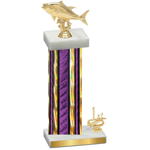 Accented Single Purple Glacier First Place Fishing Trophy