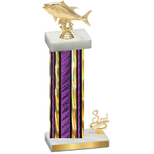 Accented Single Purple Glacier Third Place Fishing Trophy