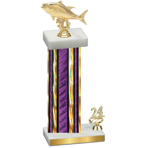 Accented Single Purple Glacier Year Fishing Trophy