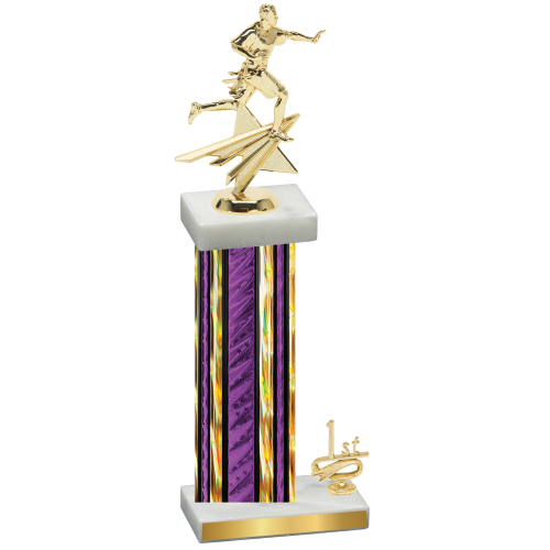 Accented Single Purple Glacier First Place Flag Football Trophy