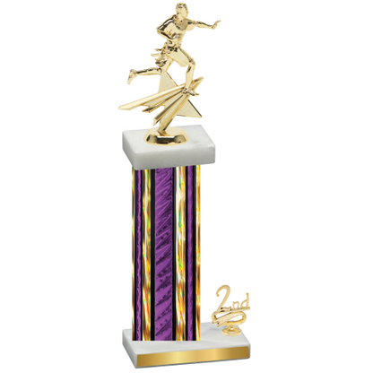Accented Single Purple Glacier Second Place Flag Football Trophy