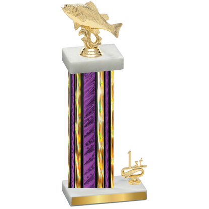 Accented Single Purple Glacier First Place Fishing Trophy