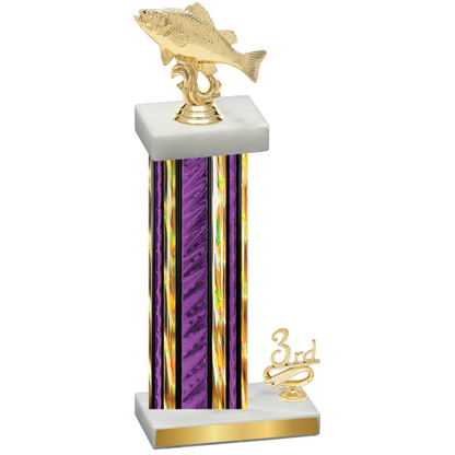 Accented Single Purple Glacier Third Place Fishing Trophy