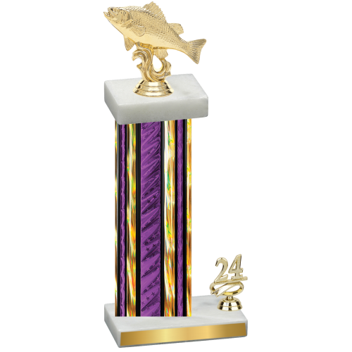 Accented Single Purple Glacier Year Fishing Trophy