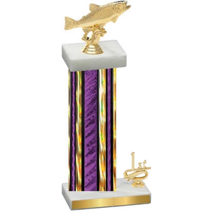 Accented Single Purple Glacier First Place Fishing Trophy