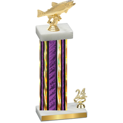 Accented Single Purple Glacier Year Fishing Trophy