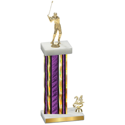 Accented Single Purple Glacier Year Golf Trophy