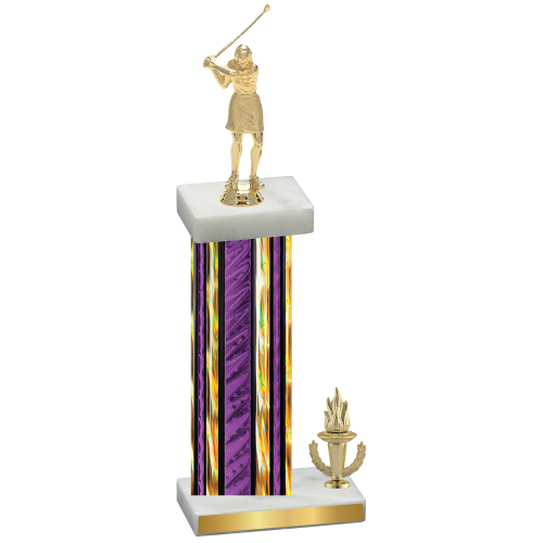 Accented Single Purple Glacier Victory Golf Trophy