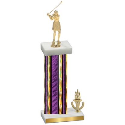 Accented Single Purple Glacier Victory Golf Trophy