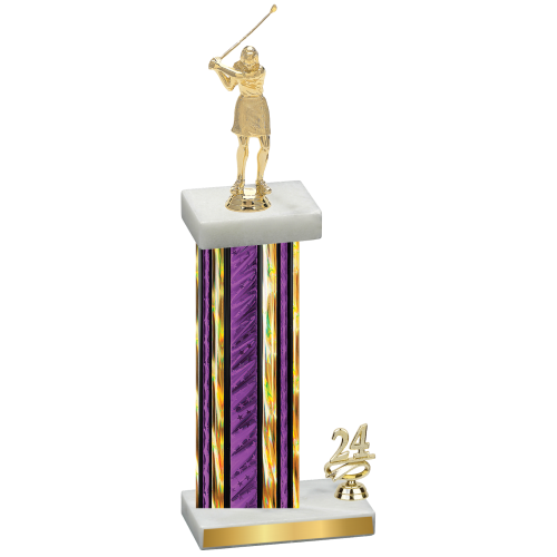 Accented Single Purple Glacier Year Golf Trophy