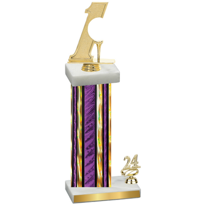 Accented Single Purple Glacier Year Golf Trophy