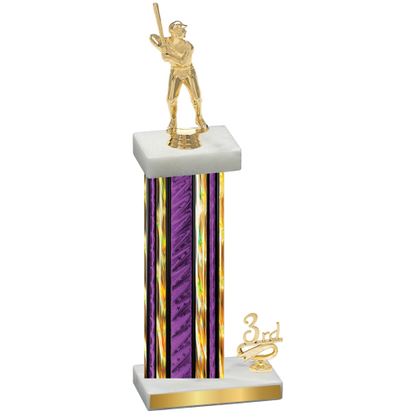 Accented Single Purple Glacier Third Place Baseball Trophy