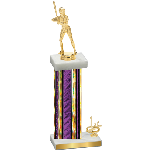 Accented Single Purple Glacier First Place Softball Trophy