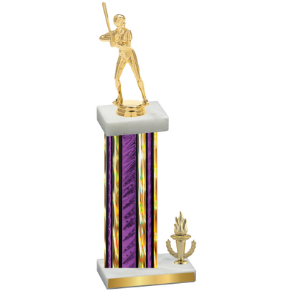 Accented Single Purple Glacier Victory Softball Trophy