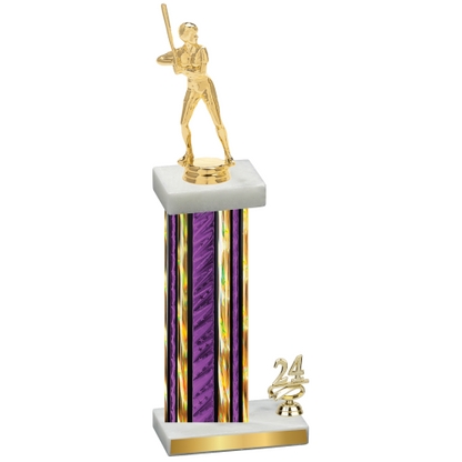 Accented Single Purple Glacier Year Softball Trophy