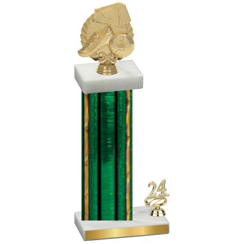 Accented Single Green Glacier Year Soccer Trophy