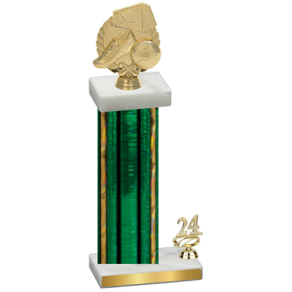 Accented Single Green Glacier Year Soccer Trophy