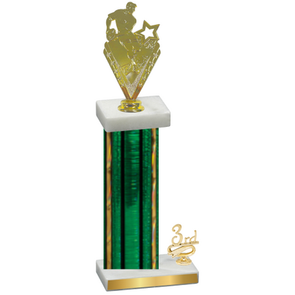 Accented Single Green Glacier Third Place Rugby Trophy
