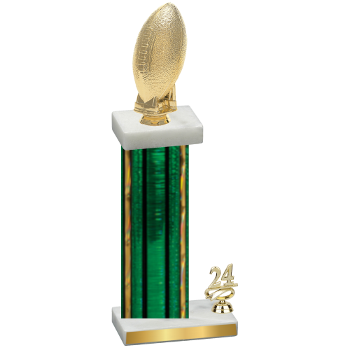 Accented Single Green Glacier Year Football Trophy