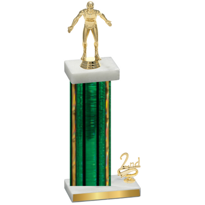 Accented Single Green Glacier Second Place Wrestling Trophy