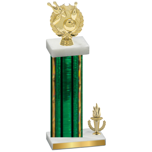 Accented Single Green Glacier Victory Bowling Trophy