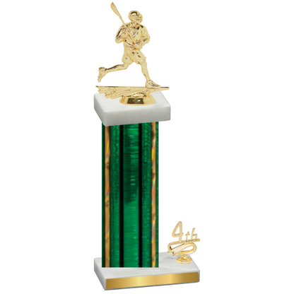 Accented Single Green Glacier Fourth Place Lacrosse Trophy