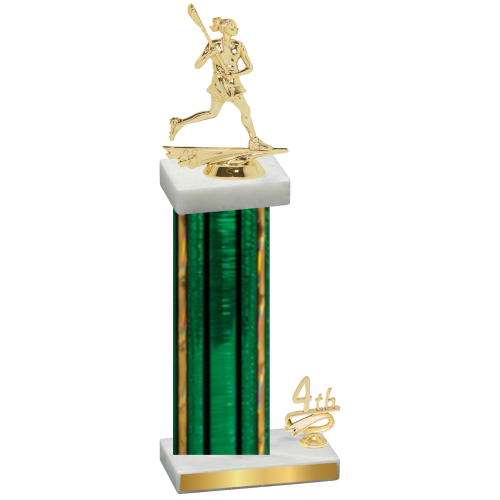 Accented Single Green Glacier Fourth Place Lacrosse Trophy