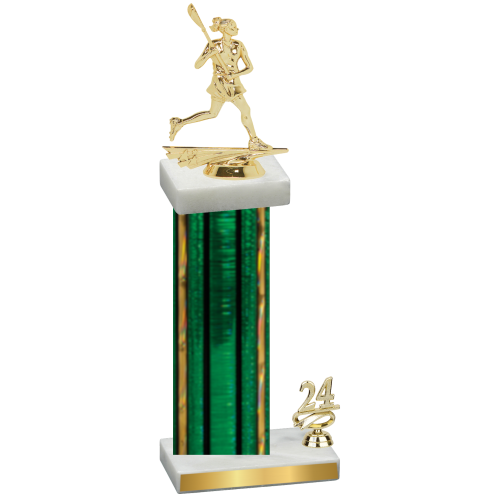 Accented Single Green Glacier Year Lacrosse Trophy