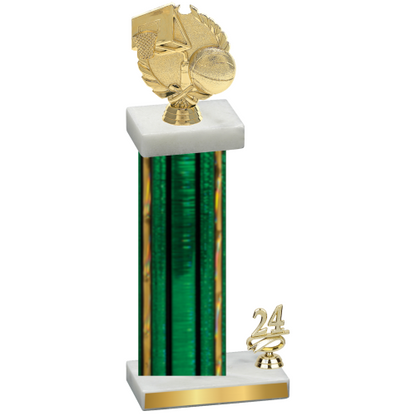 Accented Single Green Glacier Year Basketball Trophy