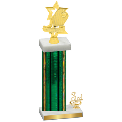 Accented Single Green Glacier Third Place Pickleball Trophy