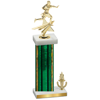 Accented Single Green Glacier Victory Flag Football Trophy