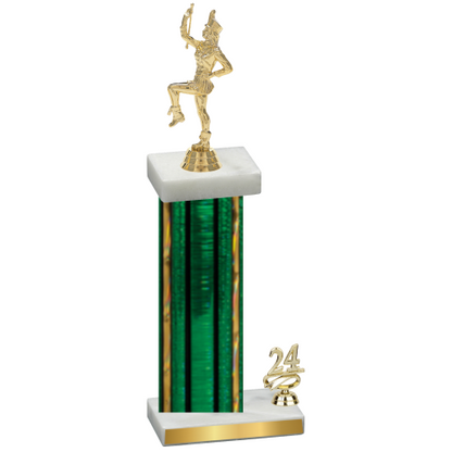 Accented Single Green Glacier Year Majorette Trophy