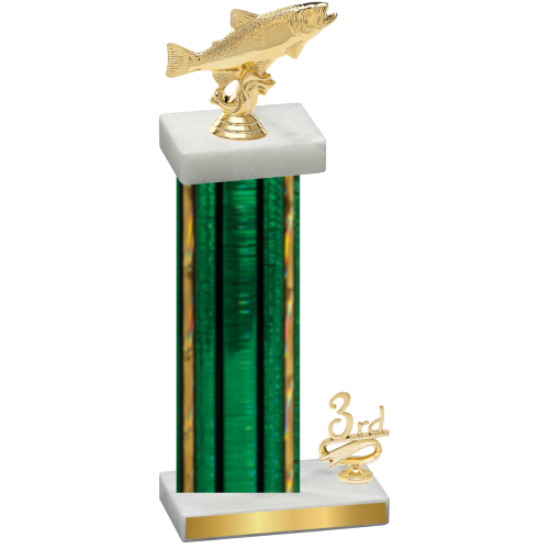 Accented Single Green Glacier Third Place Fishing Trophy