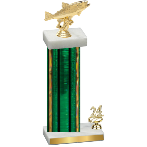 Accented Single Green Glacier Year Fishing Trophy