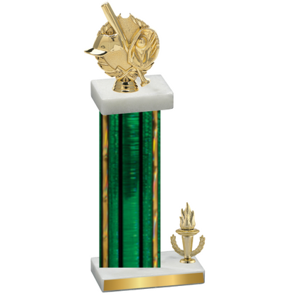 Accented Single Green Glacier Victory Baseball Trophy