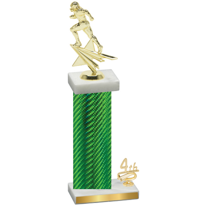 Accented Single Green Carbon Fiber Fourth Place Football Trophy