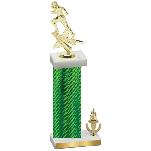 Accented Single Green Carbon Fiber Victory Football Trophy