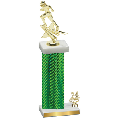 Accented Single Green Carbon Fiber Year Football Trophy