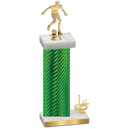 Accented Single Green Carbon Fiber First Place Soccer Trophy